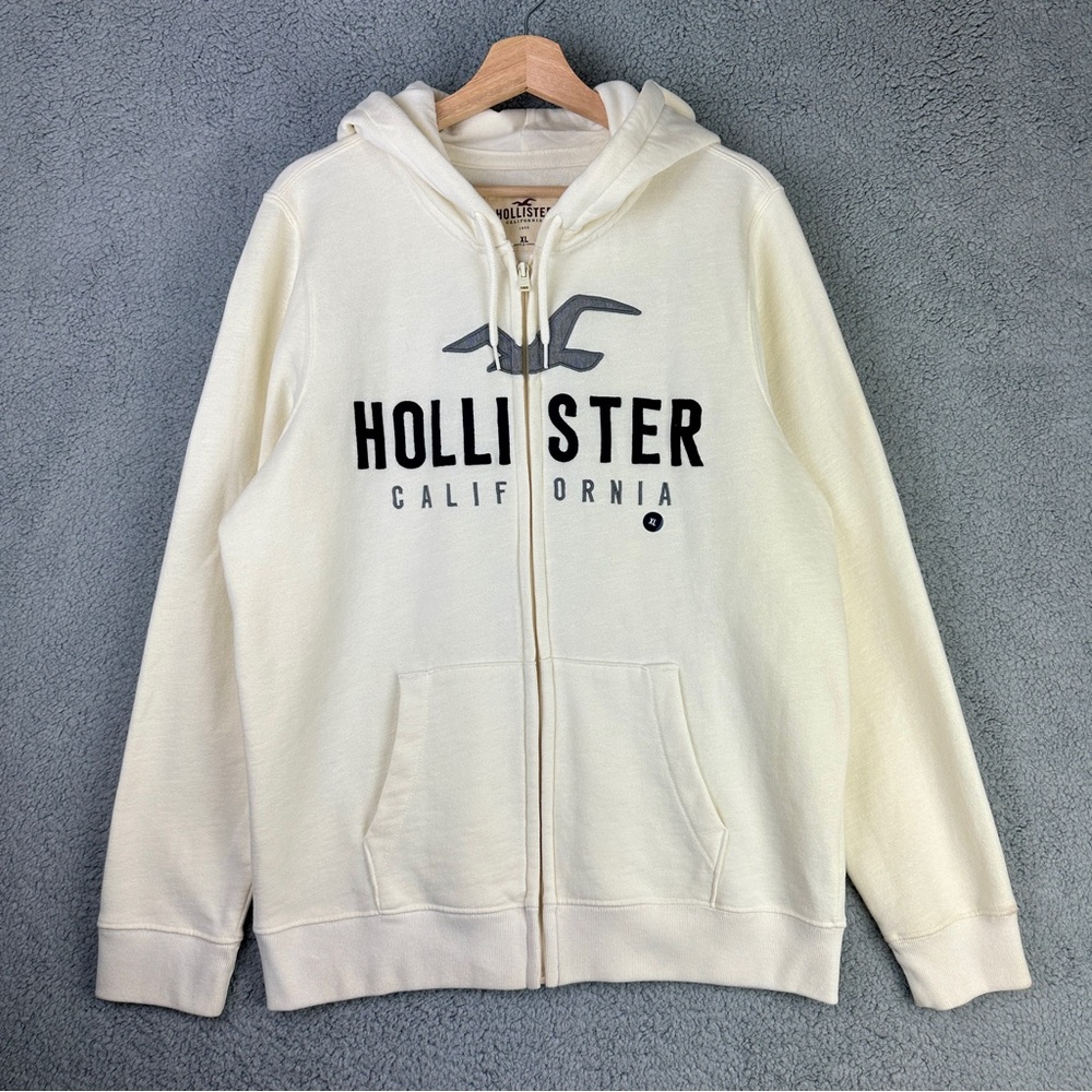 Hollister California Cream Long-sleeve Full-Zip Comfy Surf Hoodie size Men’s XL